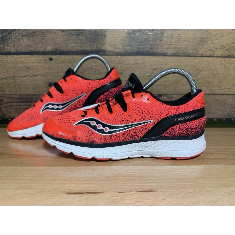 🔥Saucony Men 6 or W 7.5 Freedom Iso Running Shoes Red Black Lace Up Sz 6 $119